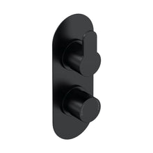 Nuie Arvan Twin Thermostatic Valve Contemporary Matt Black Brass ABS 215x80x136mm - JJ Building Materials