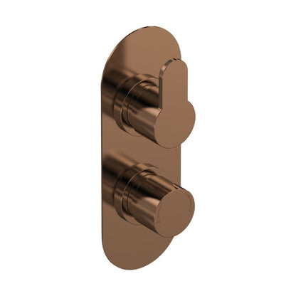 Nuie Arvan Twin Thermostatic Valve With Diverter Contemporary Brushed Bronze ABS,brass 215x80x136mm - JJ Building Materials
