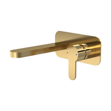 Nuie Arvan Wall Mounted 2 Tap Hole Basin Mixer With Plate Contemporary Brushed Brass Brass,plastic 108x180x193mm - JJ Building Materials