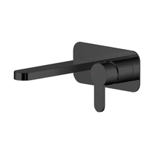 Nuie Arvan Wall Mounted 2 Tap Hole Basin Mixer With Plate Contemporary Matt Black Brass,plastic 108x180x193mm - JJ Building Materials