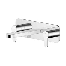 Nuie Arvan Wall Mounted 3 Tap Hole Basin Mixer With Plate Contemporary Chrome Brass 92x280x193mm - JJ Building Materials