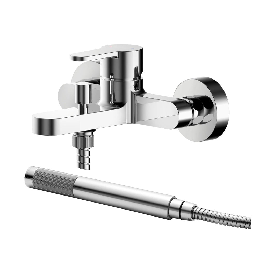 Nuie Arvan Wall Mounted Bath Shower Mixer With Kit Contemporary Chrome Brass ABS,plastic 77x180x190mm - JJ Building Materials