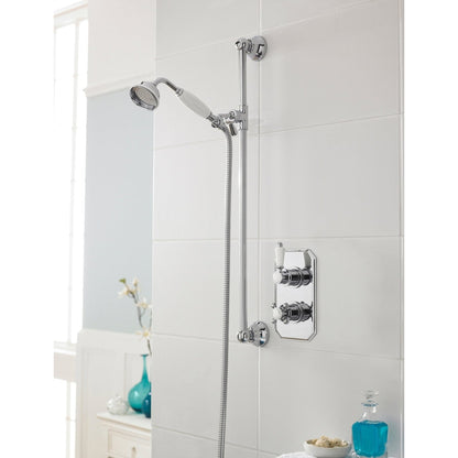 Nuie Ascott Twin Thermostatic Shower Valve Traditional Chrome Brass ABS 210x120x135mm - JJ Building Materials