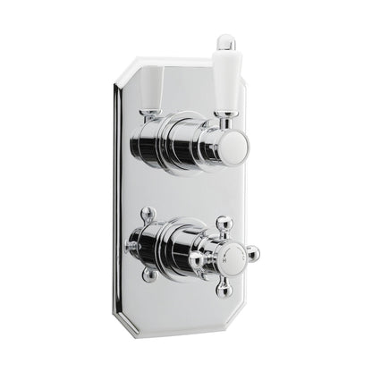 Nuie Ascott Twin Thermostatic Shower Valve Traditional Chrome Brass ABS 210x120x135mm - JJ Building Materials