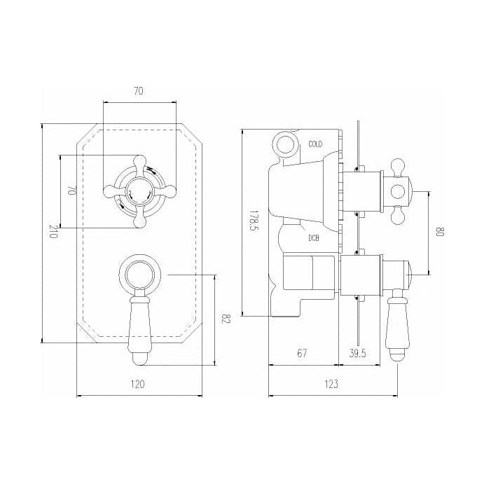 Nuie Ascott Twin Thermostatic Shower Valve Traditional Chrome Brass ABS 210x120x135mm - JJ Building Materials