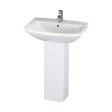 Nuie Asselby 600mm Basin & Pedestal Contemporary White Vitreous China 817x600x430mm - JJ Building Materials