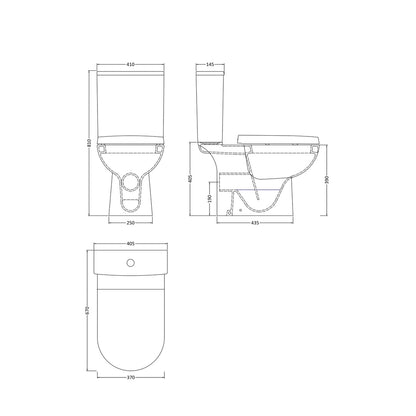 Nuie Asselby Close Coupled Wc Contemporary White Vitreous China 810x410x670mm - JJ Building Materials
