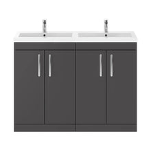 Nuie Athena 1200mm Floor Standing Cabinet With Double Basin Contemporary Gloss Grey MFC Painted Gloss 905x1205x390mm - ATH075C - JJ Building Materials