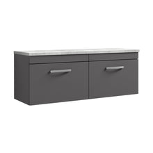 Nuie Athena 1200mm Wall Hung 2-drawer Unit & Laminate Worktop Contemporary Gloss Grey MFC Painted Gloss 452x1205x390mm - ATH077LBG2 - JJ Building Materials