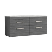 Nuie Athena 1200mm Wall Hung 4-drawer Unit & Laminate Worktop Contemporary Anthracite Woodgrain MFC Textured Woodgrain 560x1205x390mm - ATH046LBG2 - JJ Building Materials