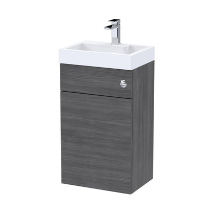 Nuie Athena 2 In 1 500mm Basin & Wc Unit Contemporary Anthracite Woodgrain MFC Textured Woodgrain 890x503x360mm - JJ Building Materials