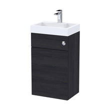 Nuie Athena 2 In 1 500mm Basin & Wc Unit Contemporary Charcoal Black MFC Textured Woodgrain 890x503x360mm - JJ Building Materials
