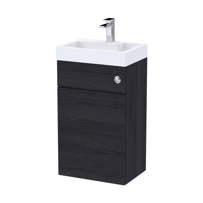 Nuie Athena 2 In 1 500mm Basin & Wc Unit Contemporary Charcoal Black MFC Textured Woodgrain 890x503x360mm - JJ Building Materials