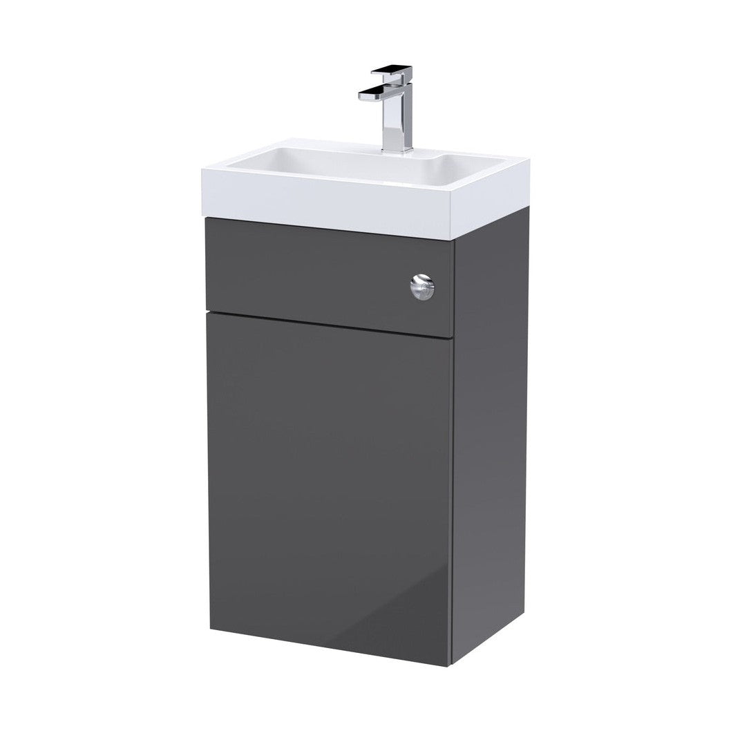 Nuie Athena 2 In 1 500mm Basin & Wc Unit Contemporary Gloss Grey MFC Gloss 800x500x355mm - JJ Building Materials