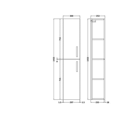 Nuie Athena 300mm Tall Unit (2 Door) Contemporary Charcoal Black MFC Textured Woodgrain 1433x300x235mm - JJ Building Materials