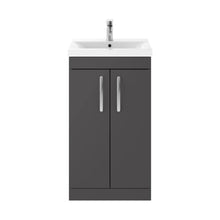 Nuie Athena 500mm Floor Standing Cabinet With Basin 1 Contemporary Gloss Grey MFC 905x510x390mm - JJ Building Materials