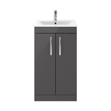 Nuie Athena 500mm Floor Standing Cabinet With Basin 2 Contemporary Gloss Grey MFC 883x505x395mm - JJ Building Materials