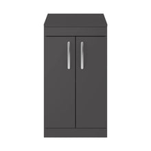 Nuie Athena 500mm Floor Standing Cabinet With Worktop Contemporary Gloss Grey MFC Painted Gloss 883x505x390mm - JJ Building Materials