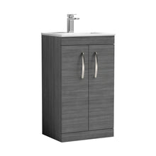 Nuie Athena 500mm Floor Standing Vanity With Basin 2 Contemporary Anthracite Woodgrain MFC 883x505x395mm - JJ Building Materials
