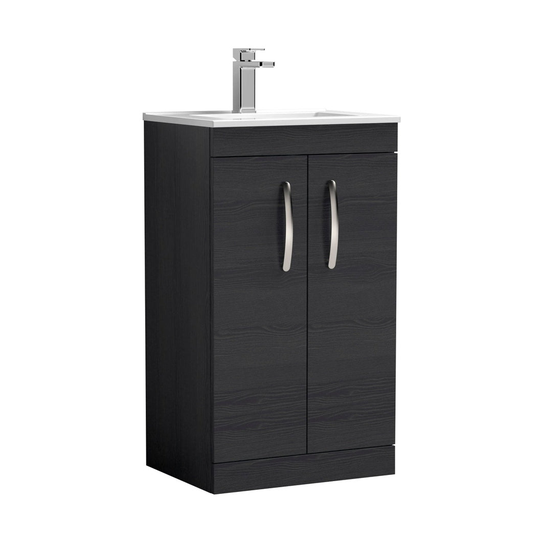 Nuie Athena 500mm Floor Standing Vanity With Basin 2 Contemporary Charcoal Black MFC 883x505x395mm - JJ Building Materials