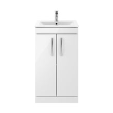 Nuie Athena 500mm Floor Standing Vanity With Basin 2 Contemporary Gloss White MFC 883x505x395mm - JJ Building Materials