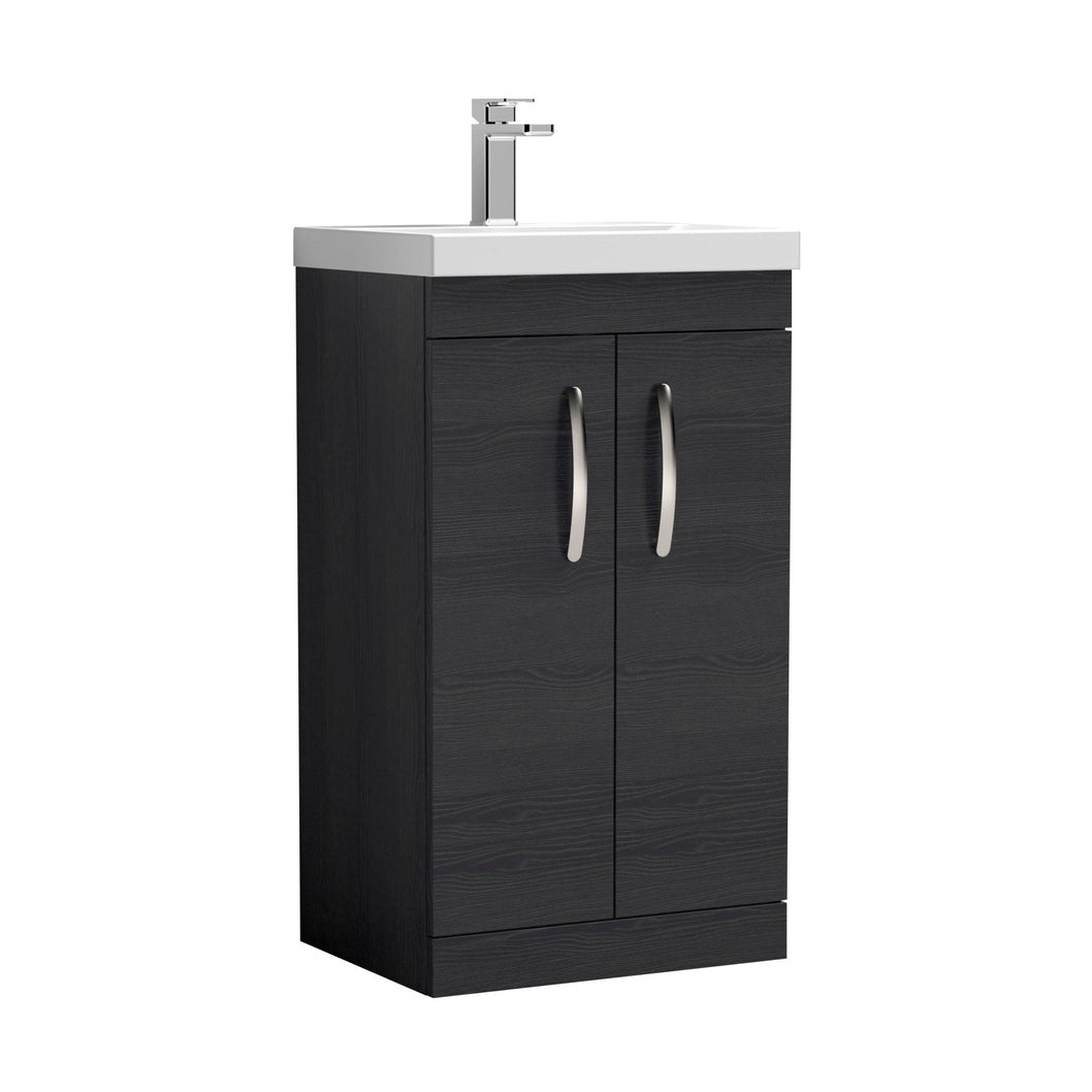 Nuie Athena 500mm Floor Standing Vanity With Basin 3 Contemporary Charcoal Black MFC 915x510x390mm - JJ Building Materials