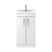 Nuie Athena 500mm Floor Standing Vanity With Basin 3 Contemporary Gloss White MFC 915x510x390mm - JJ Building Materials