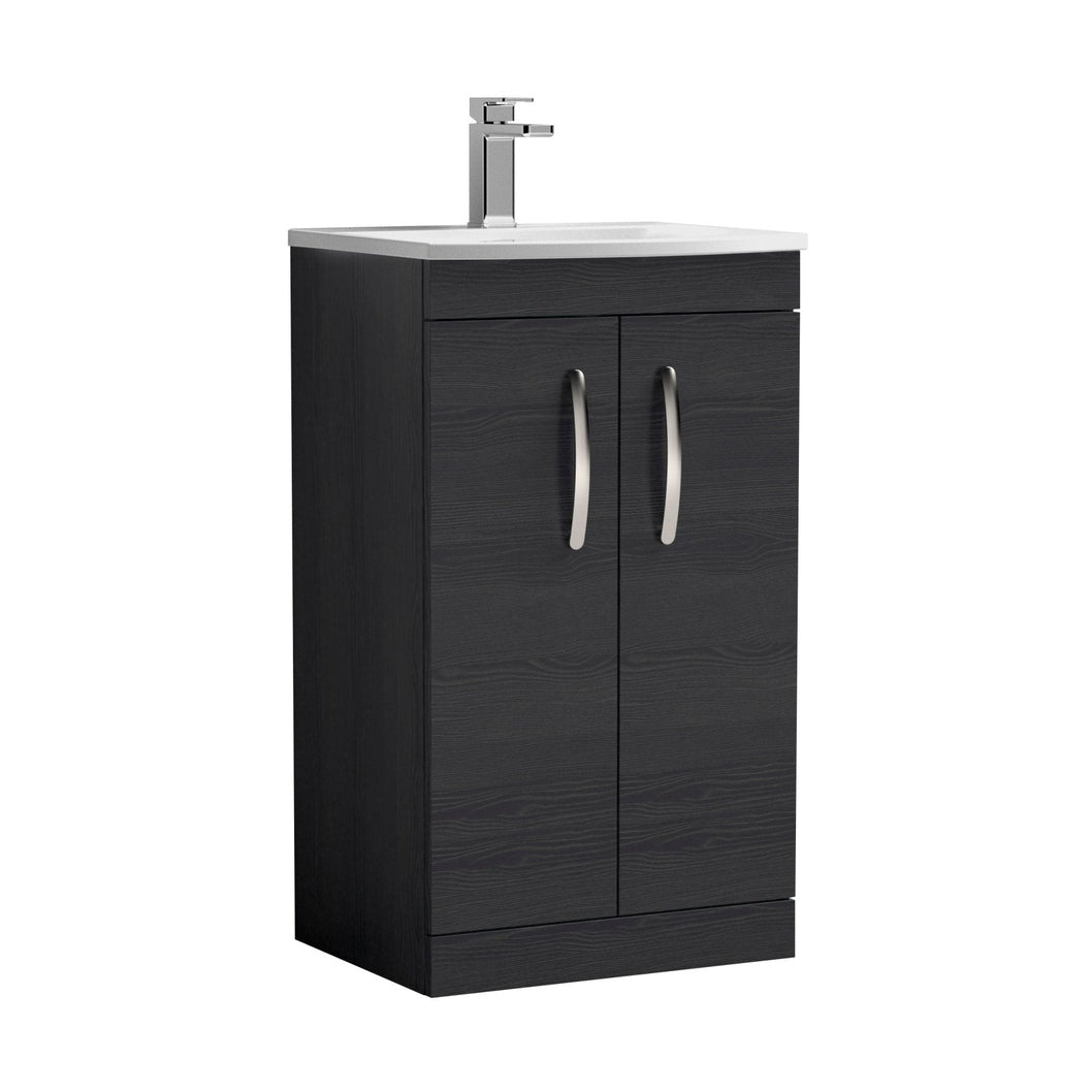 Nuie Athena 500mm Floor Standing Vanity With Basin 4 Contemporary Charcoal Black MFC 895x510x390mm - JJ Building Materials