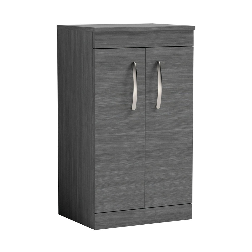 Nuie Athena 500mm Floor Standing Vanity With Worktop Contemporary Anthracite Woodgrain MFC Textured Woodgrain 883x505x390mm - JJ Building Materials