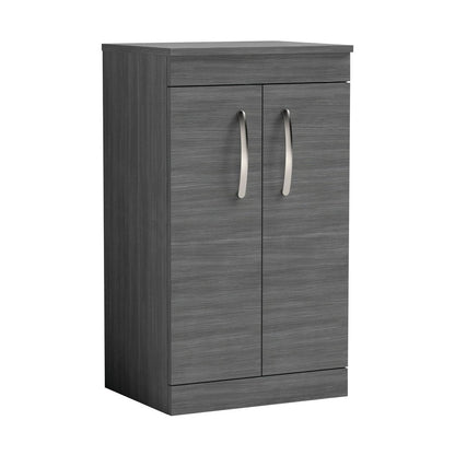 Nuie Athena 500mm Floor Standing Vanity With Worktop Contemporary Anthracite Woodgrain MFC Textured Woodgrain 883x505x390mm - JJ Building Materials