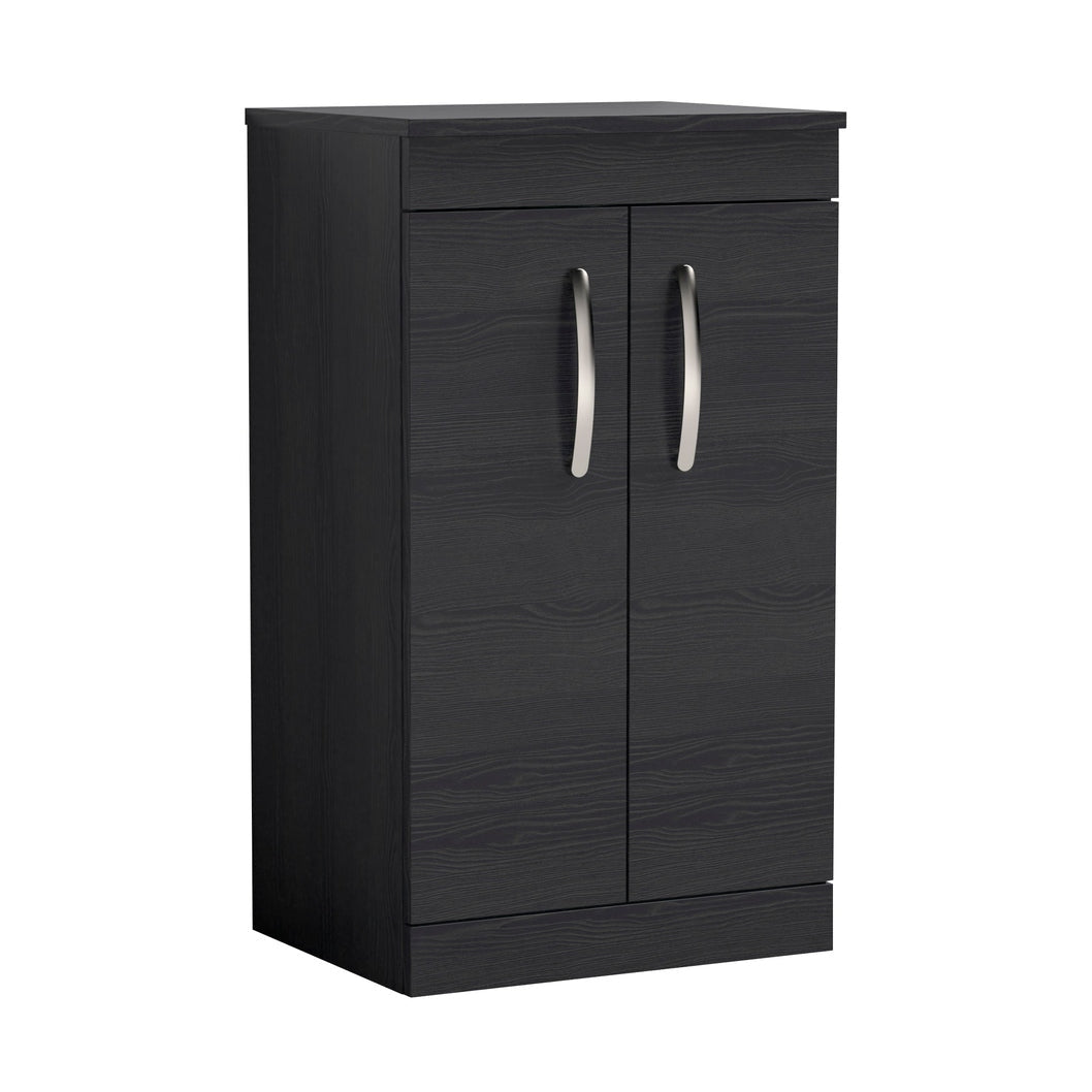 Nuie Athena 500mm Floor Standing Vanity With Worktop Contemporary Charcoal Black MFC Textured Woodgrain 883x505x390mm - JJ Building Materials
