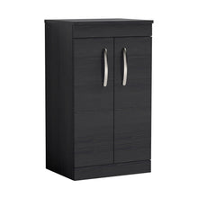 Nuie Athena 500mm Floor Standing Vanity With Worktop Contemporary Charcoal Black MFC Textured Woodgrain 883x505x390mm - JJ Building Materials