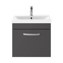 Nuie Athena 500mm Wall Hung Cabinet With Basin 1 Contemporary Gloss Grey MFC 471x510x390mm - JJ Building Materials