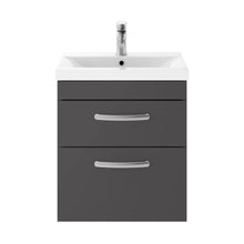 Nuie Athena 500mm Wall Hung Cabinet With Basin 1 Contemporary Gloss Grey MFC 579x510x390mm - JJ Building Materials