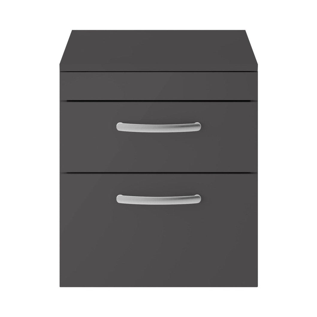 Nuie Athena 500mm Wall Hung Cabinet With Worktop Contemporary Gloss Grey MFC Painted Gloss 505x505x390mm - JJ Building Materials