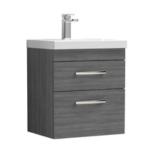 Nuie Athena 500mm Wall Hung Vanity With Basin 1 Contemporary Anthracite Woodgrain MFC 578x510x390mm - JJ Building Materials