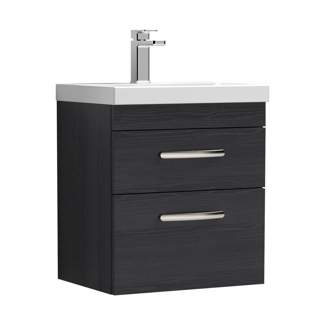 Nuie Athena 500mm Wall Hung Vanity With Basin 1 Contemporary Charcoal Black MFC 578x510x390mm - JJ Building Materials
