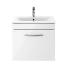 Nuie Athena 500mm Wall Hung Vanity With Basin 2 Contemporary Gloss White MFC 448x505x395mm - JJ Building Materials