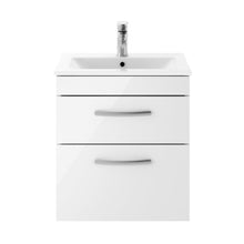 Nuie Athena 500mm Wall Hung Vanity With Basin 2 Contemporary Gloss White MFC 556x505x395mm - JJ Building Materials