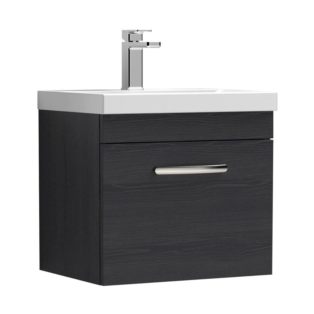 Nuie Athena 500mm Wall Hung Vanity With Basin 3 Contemporary Charcoal Black MFC 481x510x390mm - JJ Building Materials