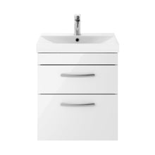 Nuie Athena 500mm Wall Hung Vanity With Basin 3 Contemporary Gloss White MFC 589x510x390mm - JJ Building Materials