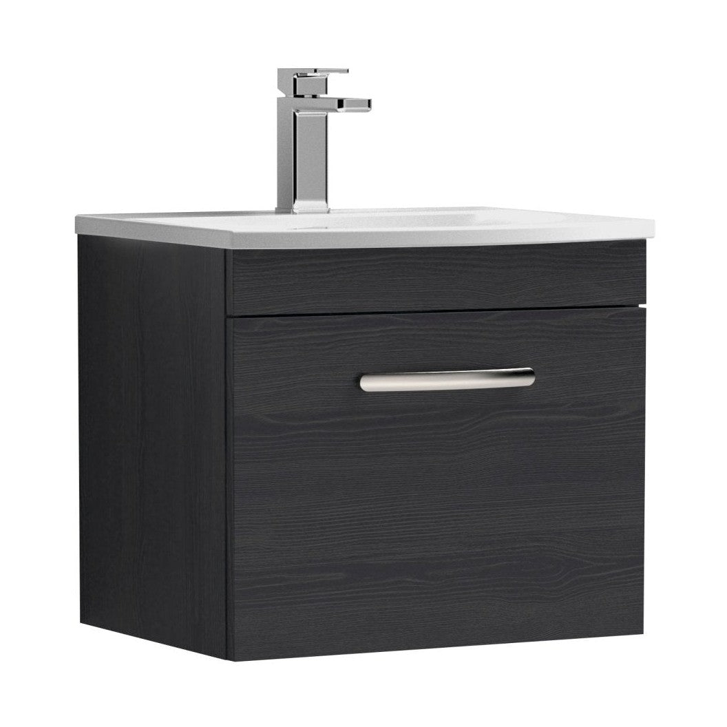 Nuie Athena 500mm Wall Hung Vanity With Basin 4 Contemporary Charcoal Black MFC 461x510x390mm - ATH012G - JJ Building Materials