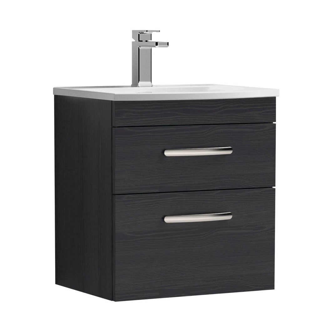 Nuie Athena 500mm Wall Hung Vanity With Basin 4 Contemporary Charcoal Black MFC 461x510x390mm - ATH019G - JJ Building Materials