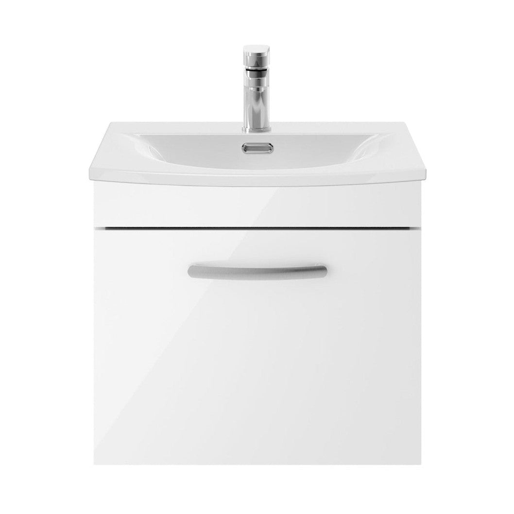 Nuie Athena 500mm Wall Hung Vanity With Basin 4 Contemporary Gloss White MFC 461x510x390mm - ATH013G - JJ Building Materials