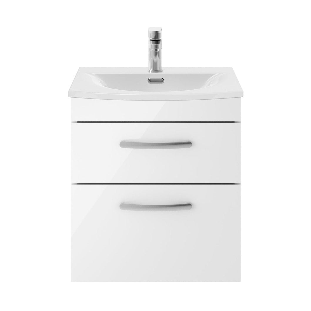 Nuie Athena 500mm Wall Hung Vanity With Basin 4 Contemporary Gloss White MFC 461x510x390mm - ATH020G - JJ Building Materials