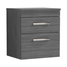Nuie Athena 500mm Wall Hung Vanity With Worktop Contemporary Anthracite Woodgrain MFC Textured Woodgrain 556x505x390mm - JJ Building Materials