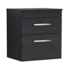 Nuie Athena 500mm Wall Hung Vanity With Worktop Contemporary Charcoal Black MFC Textured Woodgrain 556x505x390mm - JJ Building Materials