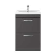 Nuie Athena 600mm Floor Standing Cabinet With Basin 1 Contemporary Gloss Grey MFC 905x610x390mm - ATH076A - JJ Building Materials