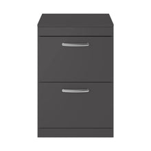Nuie Athena 600mm Floor Standing Cabinet With Worktop Contemporary Gloss Grey MFC Painted Gloss 883x605x390mm - ATH076W - JJ Building Materials
