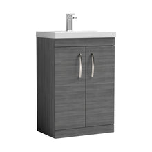 Nuie Athena 600mm Floor Standing Vanity With Basin 1 Contemporary Anthracite Woodgrain MFC 905x610x390mm - ATH025A - JJ Building Materials